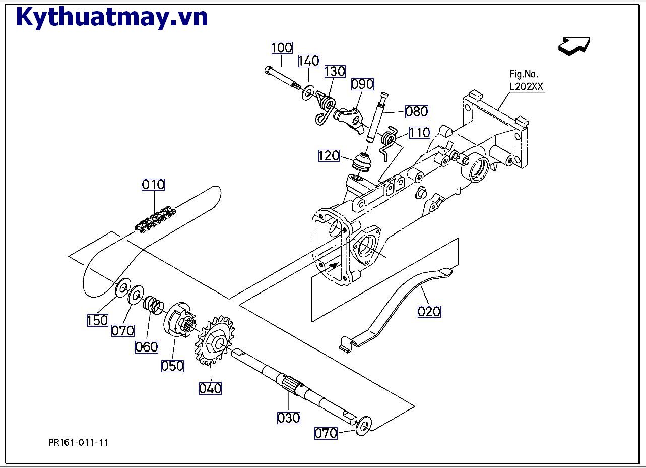 cụm tay cấy ( nhông xích, trục cấy phải)